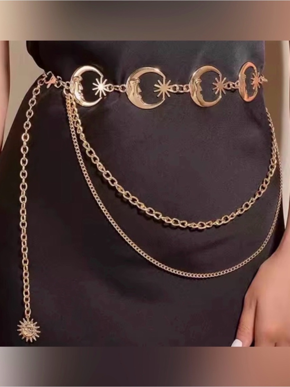 Gold Moon & Star Layered Chain Belt - Picture 3 of 4
